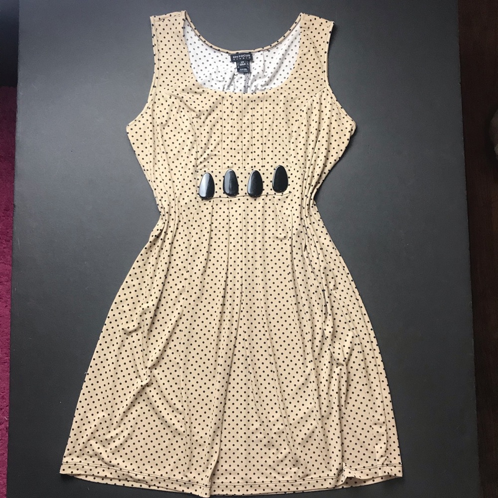 Enfocus beige dress with black polka dots